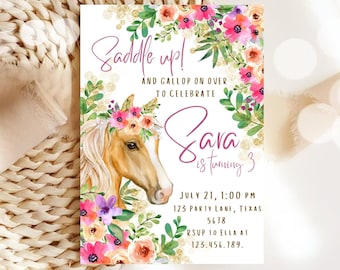 Editable Horse Birthday Party Invitation Boy Girl Farm Animals Horse Birthday Party Barnyard party Horse Party Invite Printable Template