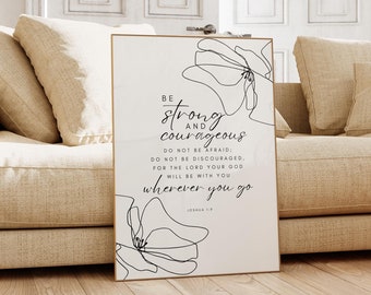 Sei stark und mutig, habe keine Angst, Joshua 1: 9, Bibelvers zum Ausdrucken, Babypartygeschenk, Kinderzimmerdekor, christliche Wandkunst