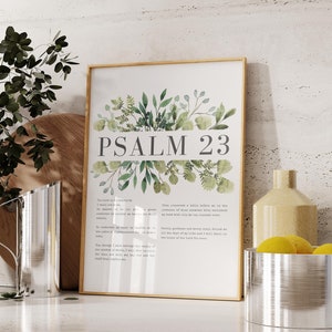 Psalm 23 Wall Art, Psalm 23, Vintage Scripture Bible Verse Print, The Lord Is My Shepherd Bible Verse Poster, Christian Printable Wall Decor