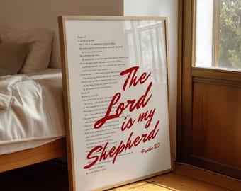 Psalm 23 Scripture Print, The Lord is my Shepherd, Christian Wall Art, Faith Quote Poster, Bible Verse, Modern Christian Artwork, Home Decor