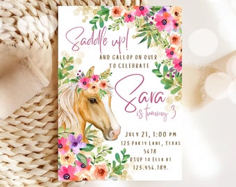 Editable Horse Birthday Party Invitation Boy Girl Farm Animals Horse Birthday Party Barnyard party Horse Party Invite Printable Template