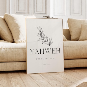 Yahweh Printable Wall Art, Hebrew Names of God, Hebrew Names of God christian wall art. Jehovah Jireh Yahweh Minimalist wall art bible verse