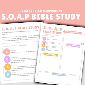 SOAP Bible Study Printable Template, Scripture, Observation, Application, Prayer, Bible Study Printable, Bible Journaling, Bible Planner