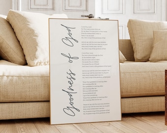 Goodness of God Lyric Printable, Christian Wall Decor, Praise Song Print, I Will Sing Of The Goodness Of God, Digital Instant Download