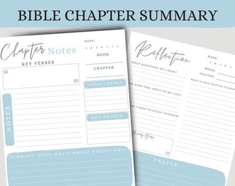 Bible Chapter Summary Worksheets | Bible Study | Bible Template | Bible ...