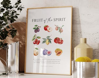 Galatians 5:22-23 Fruit of the Spirit Wall Art, Scripture Wall Art, Christian Home Decor, Vintage Scripture Print, Bible Verse Wall Art