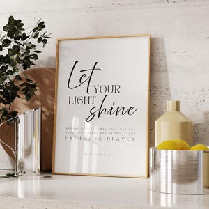 Matthew 5:16, Let Your Light Shine, Christian Printable, Bible Verse Wall Art, Scripture Prints, Modern Christian Wall Decor, Minimal Prints