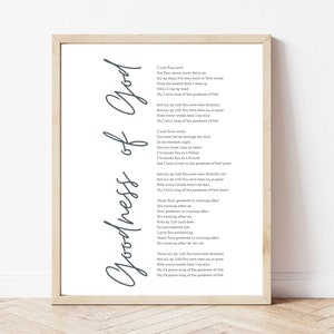 Goodness of God Lyric Printable, Christian Wall Decor, Praise Song Print, I Will Sing Of The Goodness Of God, Digital Instant Download