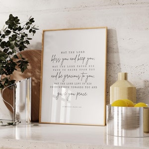 Numbers 6:24-26, The Blessing, The Lord Bless You Bible Verse Wall Art, Scripture Wall Art Print, Christian Wall Art Decor, Baptism Gift