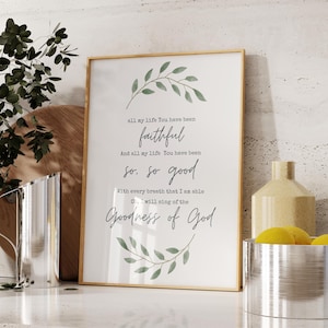 Goodness of God Lyric Printable, Christian Wall Decor, Praise Song Print, I Will Sing Of The Goodness Of God, Digital Instant Download