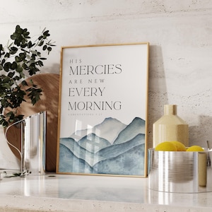 Wehklagen 3:23, seine Barmherzigkeit sind jeden Morgen neu, Bibel Vers druckbar, Schrift Wandkunst, christlicher Glaube Wandkunst, Taufe druckbar