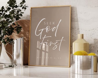 Matthew 6:33 Scripture Print, Modern Christian Wall Art (Digital Download)