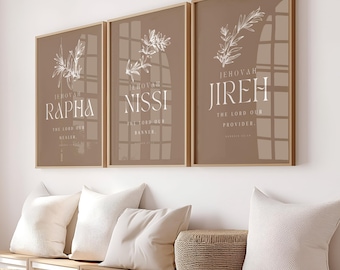 Hebrew Names of God Print Set, Christian Wall Art (Digital Download)