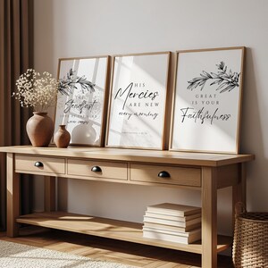 Set di 3 stampe artistiche da parete con versetti biblici di Lamentazioni 3:22-23, "Amore incrollabile del Signore", decorazioni cristiane per la casa, arte murale con versetti biblici.
