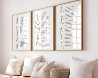 Set of 3 Minimalist Christian Hymn Prints, Hymn Prints, Christian Hymn Prints, Take My Heart O Father, Jesus I Come, I Need Thee Every Hour