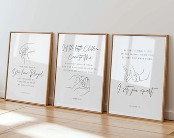 キリスト教の子供部屋装飾プリント、聖句ウォールアートセット、聖書ウォールアート、子供部屋装飾、子供部屋アートキリスト教ウォールアート、ベビールームプリント