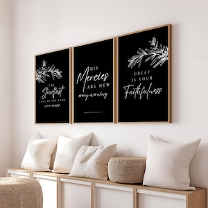Set of 3 Lamentations 3:22-23, &quot;The steadfast love of the Lord&quot;, Bible Verse Wall Art, Scripture Wall Art, Christian Wall Art, Home Decor