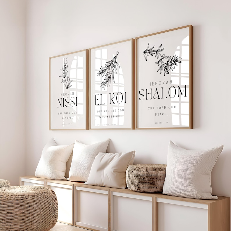 Set of 15 Hebrew Names of God Printable Christian Wall Art Hebrew Names ...