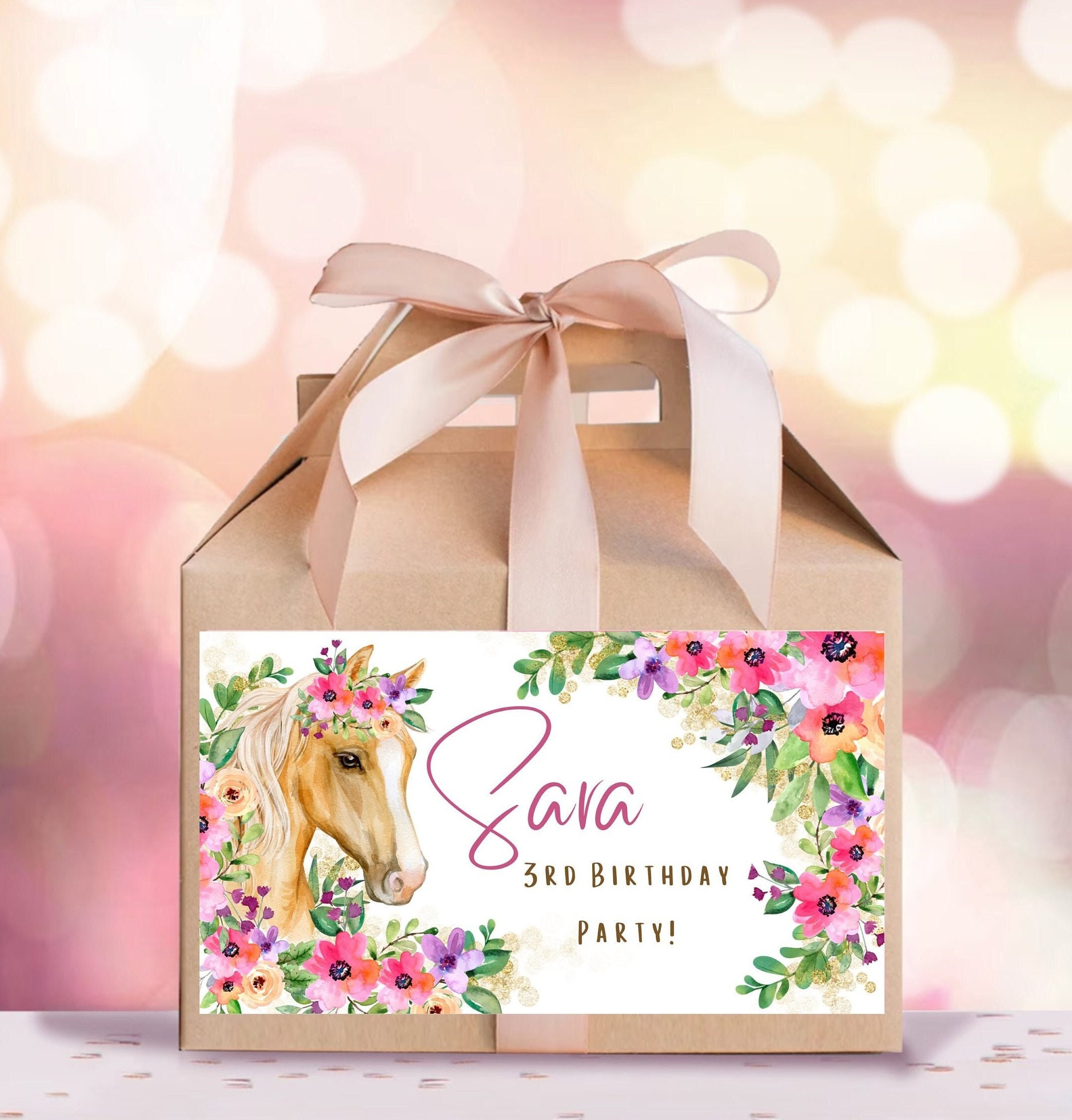 Editable Horse Birthday Party Gable Box Boy Girl Horse Birthday Party ...