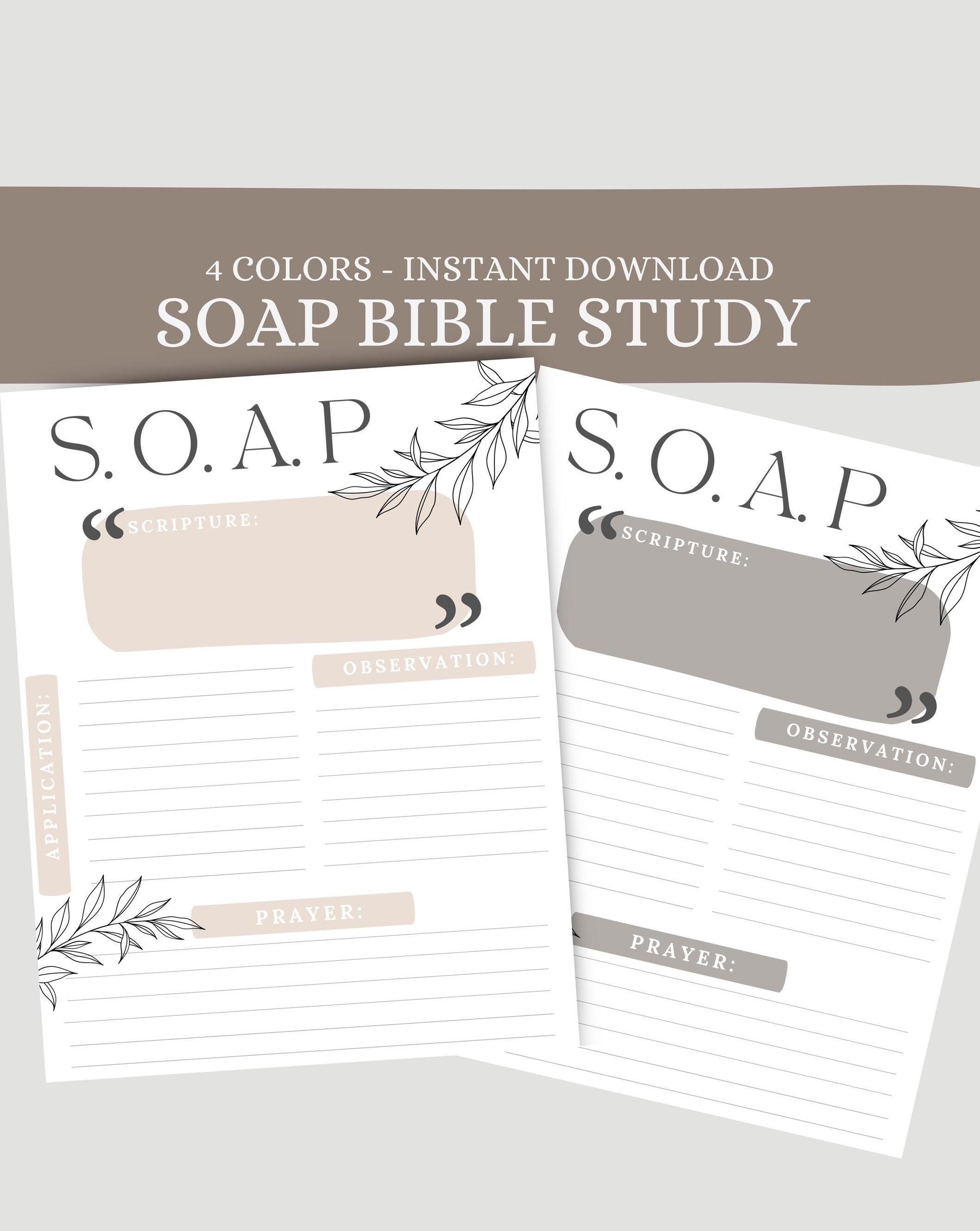 Plantilla de estudio bíblico SOAP imprimible Método de estudio SOAP Diario de estudio bíblico Plantilla imprimible de la Biblia SOAP digital Hoja de trabajo bíblica de Goodnote