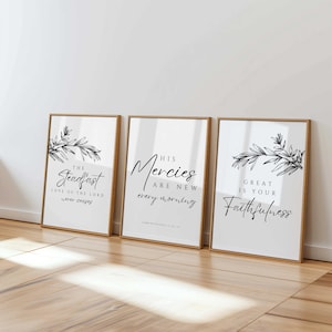 Set of 3 Lamentations 3:22-23 Bible Verse Wall Art Prints, Christian ...