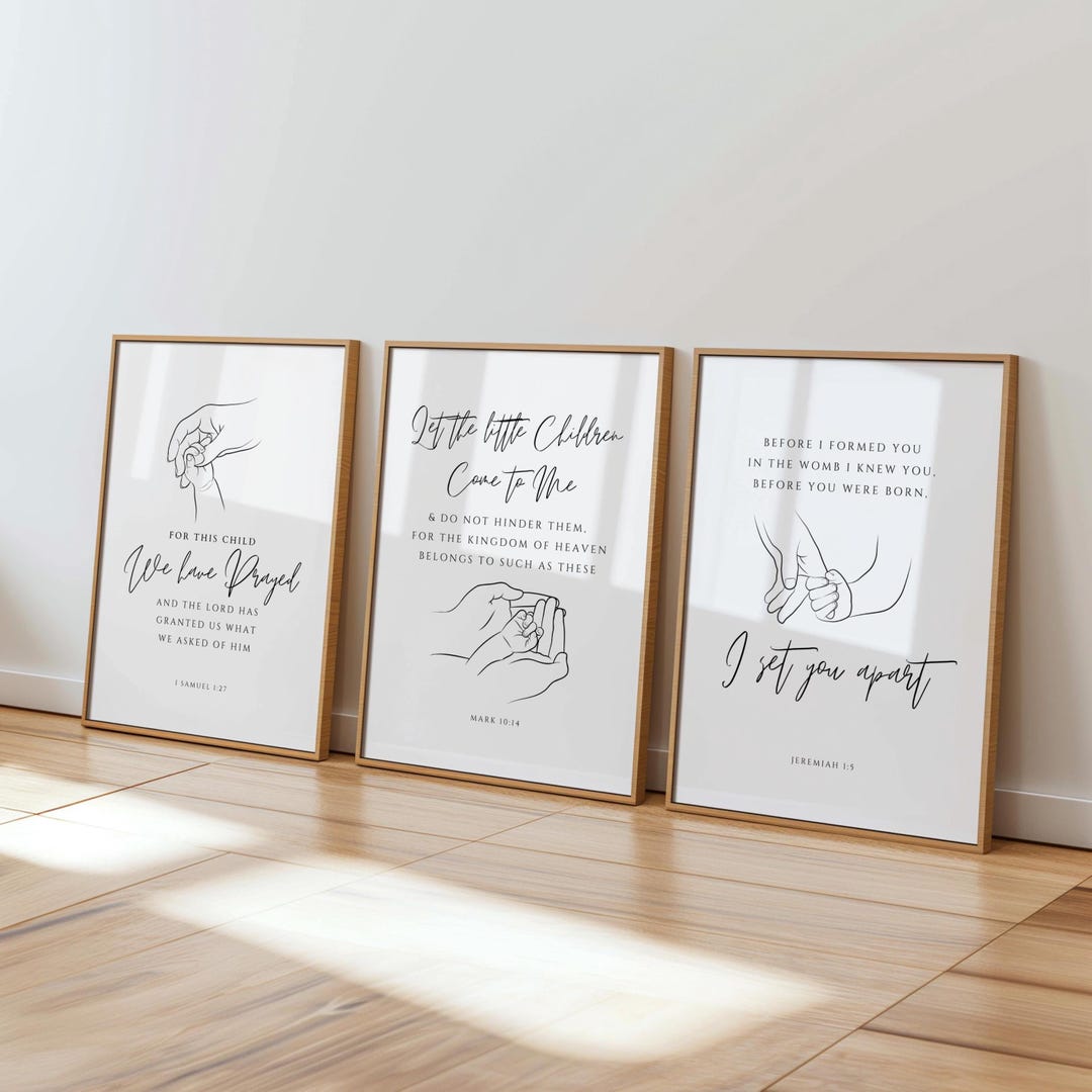 Christian Nursery Decor Prints, Bible Verse Wall Art Set (digital ...