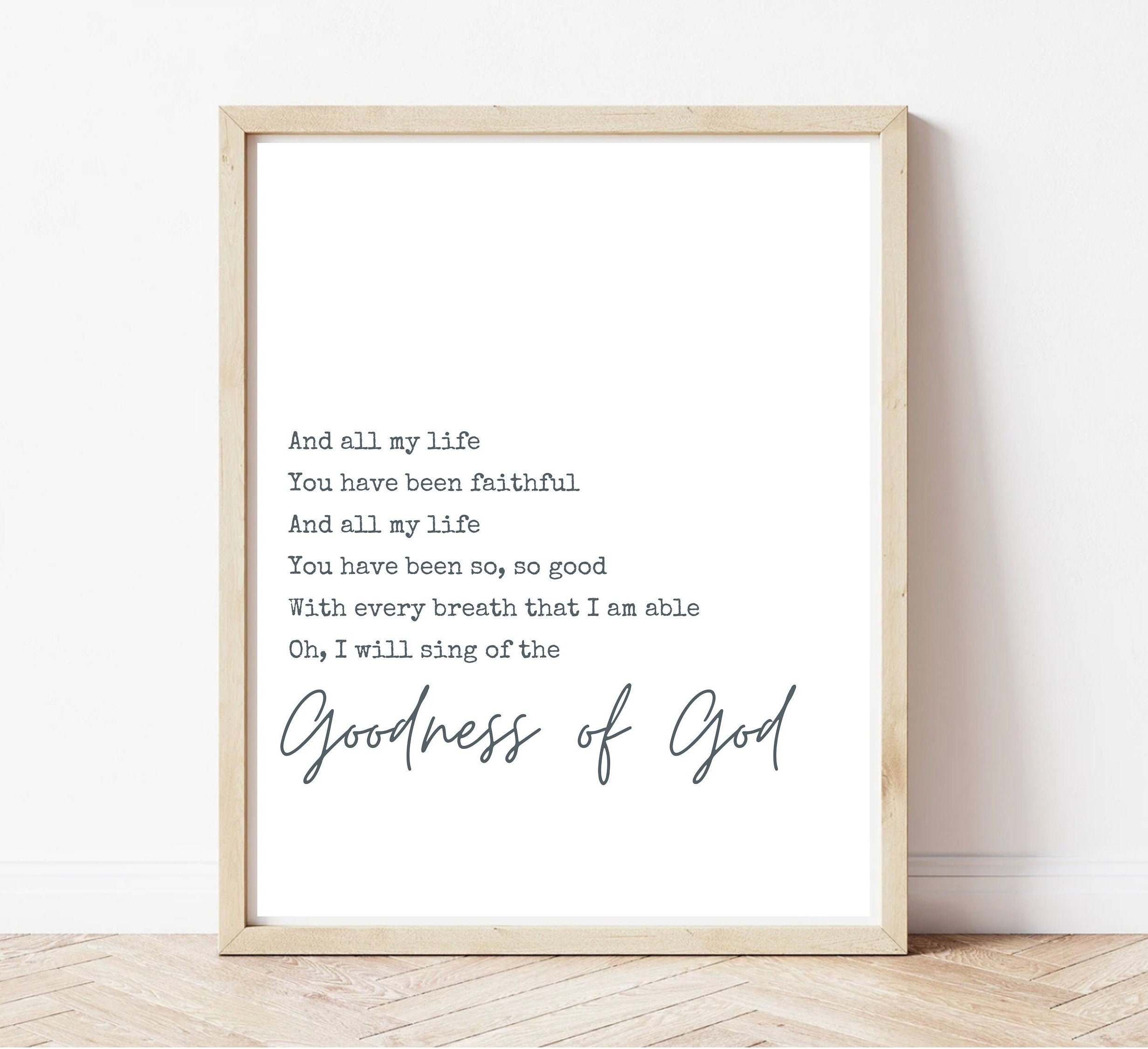 Goodness of God Lyric Printable Christian Wall Decor Praise Song Goodness of God Lyric Printable Christian Wall Decor Praise Song