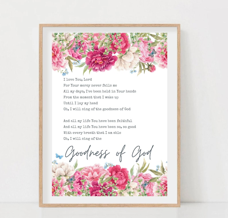 Goodness of God Lyric Printable Christian Wall Decor Praise Song Goodness of God Lyric Printable Christian Wall Decor Praise Song