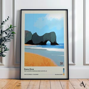 Durdle Door Travel Print – Abstract Coastal Landscape Art | Dorset Seaside Wall Decor, UK Beach Travel Poster | AuVien Voir Template