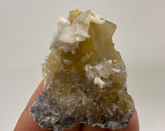 Yellow Fluorite with Calcite, Spain Mineral Specimen