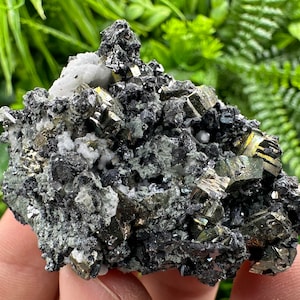 Wonderful Rainbow Pyrite on Sphalerite and Quartz,from Borieva mine,Bulgaria natural minerals souvenir crystal,gift,collectors stone,gift