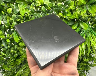 ONE(1) Original shungite TILLE10/10cm.from Russia (Karelia) | Polished with rounded edges | Shungite Plate | Shungite plate with certificate