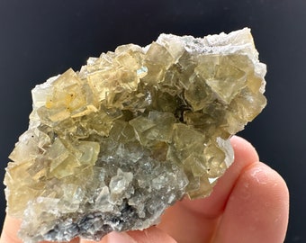 Gelber Fluorit aus Spanien, Mineralprobe, gelber Fluorit, Fluorit aus Spanien, Sammlung, Fluoritsammler, Kristallfluorit,