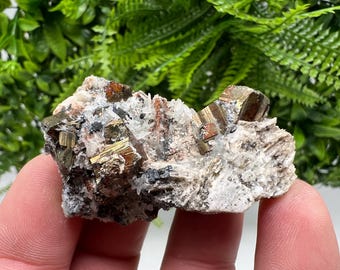 Pyrite with Hematite on Sphalerite, Quartz, Bulgaria Mineral Specimen