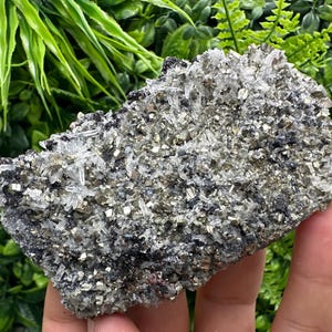 Wonderful Galena,Sphalerite,Pyrite on needle Quartz from Borieva mine,Bulgaria,natural minerals souvenir crystal,home decor,gift stone,clust