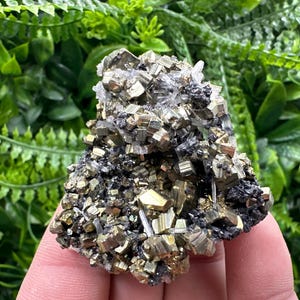 Stunning Rainbow Pyrite on Sphalerite,Quartz,from Borieva mine,Bulgaria,natural collection mineral specimen,pyrite cluster,Sphalerite,gift