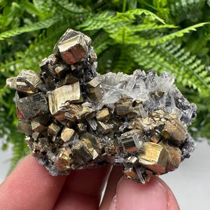 Wonderful Rainbow pyrite,Sphalerite on needles Quartz,natural minerals souvenir crystal gift collection stone,home decor Borieva Bulgaria