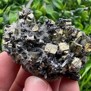 Wonderful Rainbow pyrite,Sphalerite on needles Quartz,natural minerals souvenir crystal gift collection stone,home decor Borieva Bulgaria