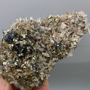 Stunning Sphalerite Pyrite on Quartz whit iron oxide natural minerals souvenir crystal gift collection home decor Borieva mine Bulgaria