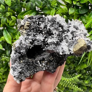 Aesthetic Chalcopyrite whit Sphalerite on Quartz natural minerals souvenir crystal gift collection mineral home decor stone Borieva Bulgaria