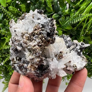 Wonderful Rainbow Pyrite on Quartz whit Oxide,natural minerals souvenir crystal,home decor,collection stone,rare minerals,Borieva Bulgaria