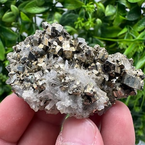 Wonderful Rainbow pyrite,Sphalerite on needles Quartz,natural minerals souvenir crystal gift collection stone,home decor Borieva Bulgaria