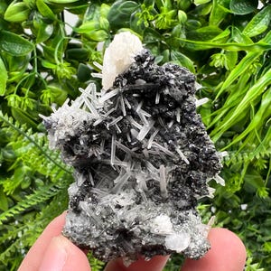 Wonderful Calcite,Sphalerite,Galena on Needle Quartz from Borieva mine,Madan,Bulgaria,natural,collectible mineral specimen,home decor stone