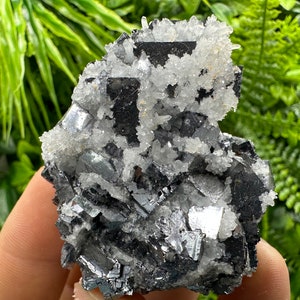 Stunning skeletal shiny Galena whit Quartz natural minerals souvenir crystal gift collection stone home decor crystal Kryshev dol Bulgaria