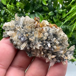 Wonderful Rainbow pyrite,Sphalerite on needles Quartz,natural minerals souvenir crystal gift collection stone,home decor Borieva Bulgaria