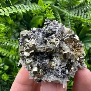 Stunning Rainbow Pyrite on Sphalerite,Quartz,from Borieva mine,Bulgaria,natural collection mineral specimen,pyrite cluster,Sphalerite,gift