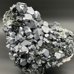Stunning Collection Skeletal shiny Galena on Quartz whit Chlorite natural minerals souvenir crystal gift home decor Borieva Mine Bulgaria