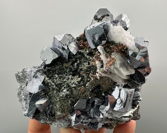 Stunning,collection Shiny Galena,Sphalerite on Quartz whit Calcite,Hlorite,Hematite natural minerals souvenir crystal, gift Borieva Bulgaria
