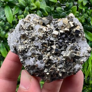 Wonderful Rainbow Pyrite on Quartz whit Oxide,natural minerals souvenir crystal,home decor,collection stone,rare minerals,Borieva Bulgaria