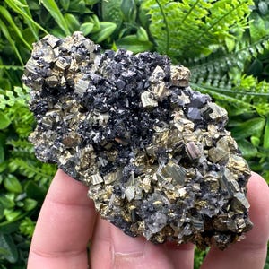 Stunning Rainbow Pyrite on Sphalerite,Quartz,from Borieva mine,Bulgaria,natural collection mineral specimen,pyrite cluster,Sphalerite,gift